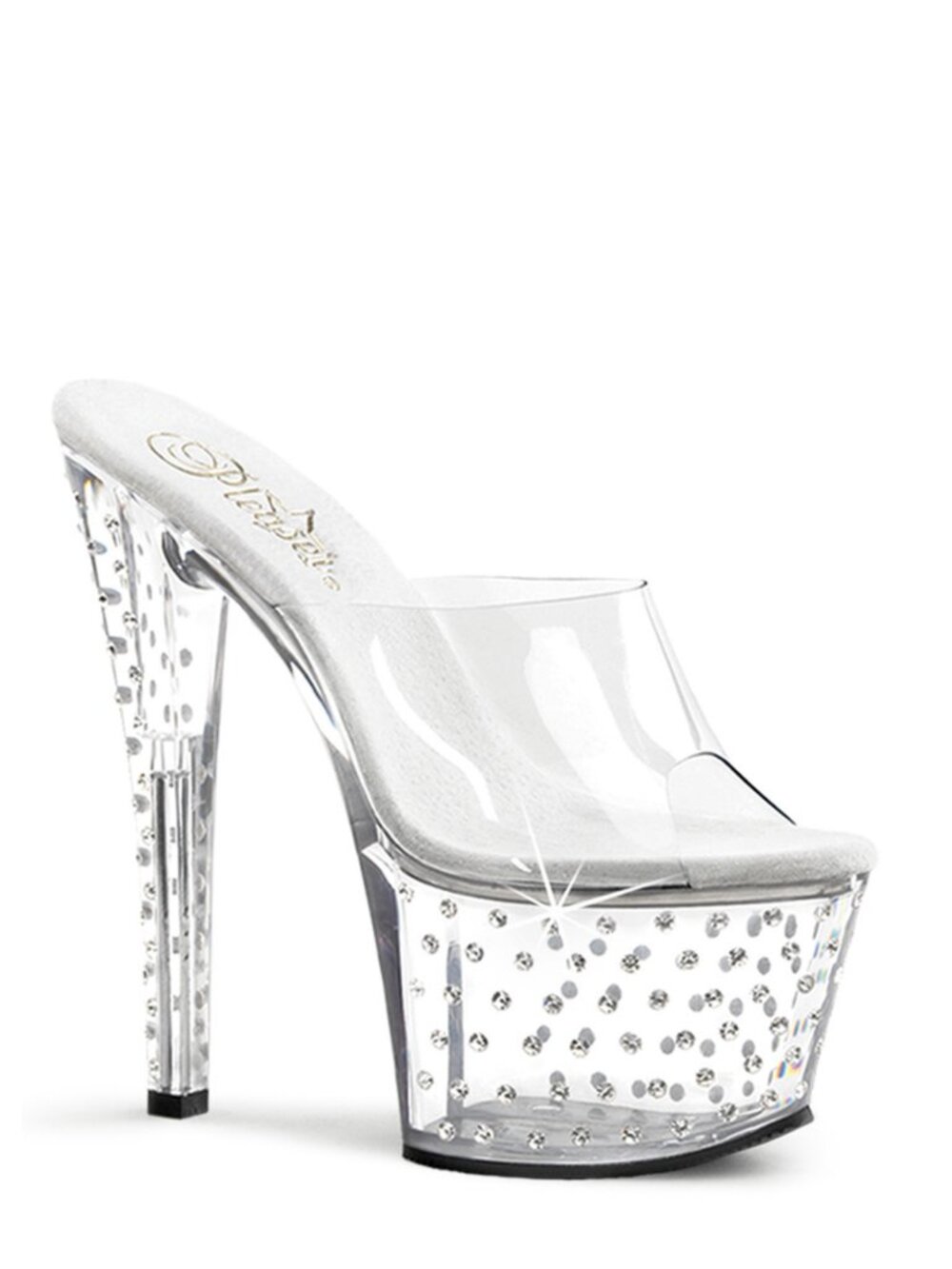 Pleaser Stardust 701 Clear Rhinestone Heels Platform Sandals